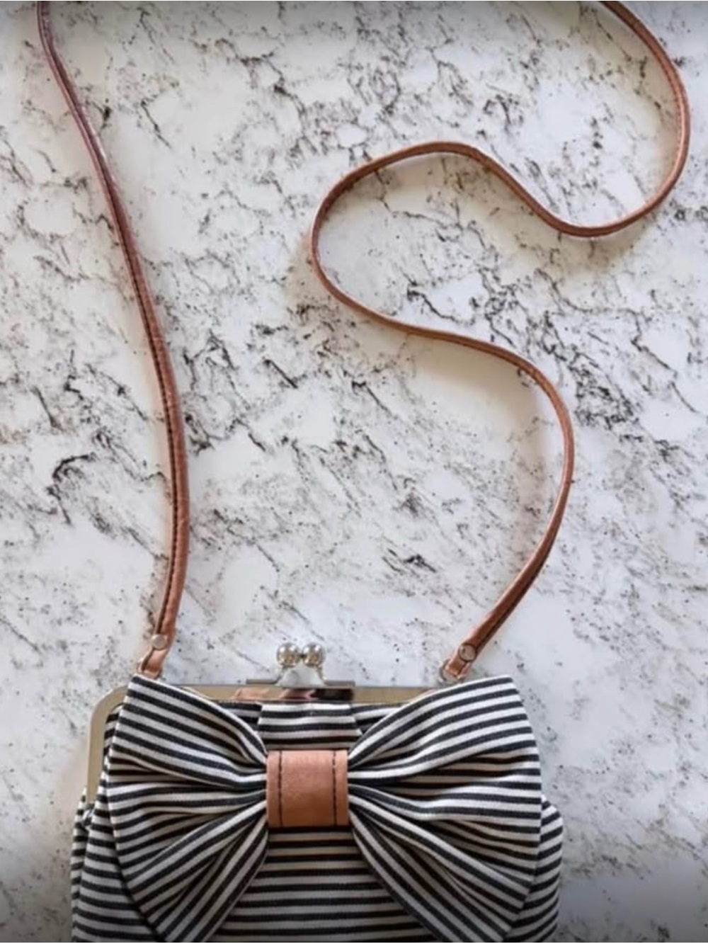 American Eagle Black & White Canvas Crossbody Bag